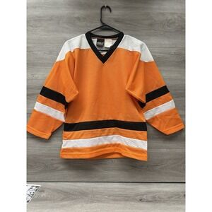 Vintage 90s Reach Deadstock  Sports Blank Practice Hockey Jersey Orange White